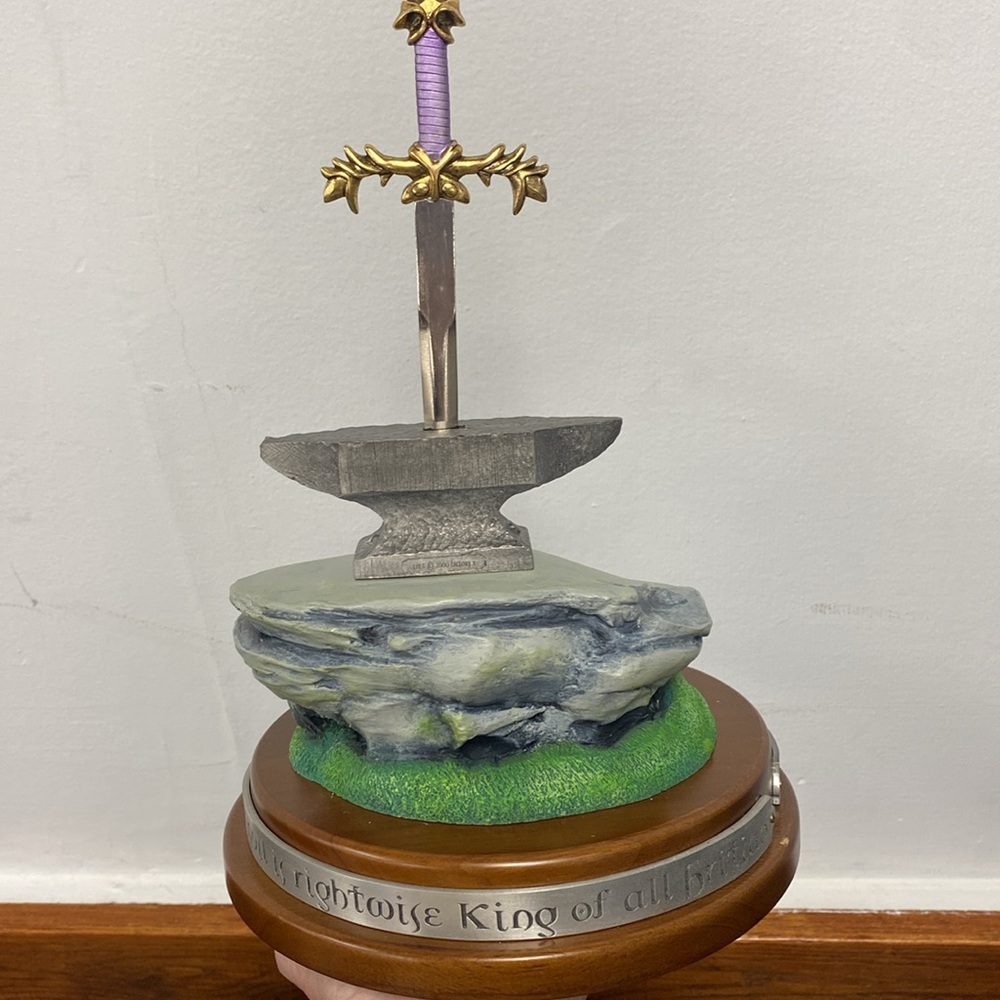 Excalibur Sword, Stone & Anvil Statue 24Kt Gold Plating by Factory X New In Box